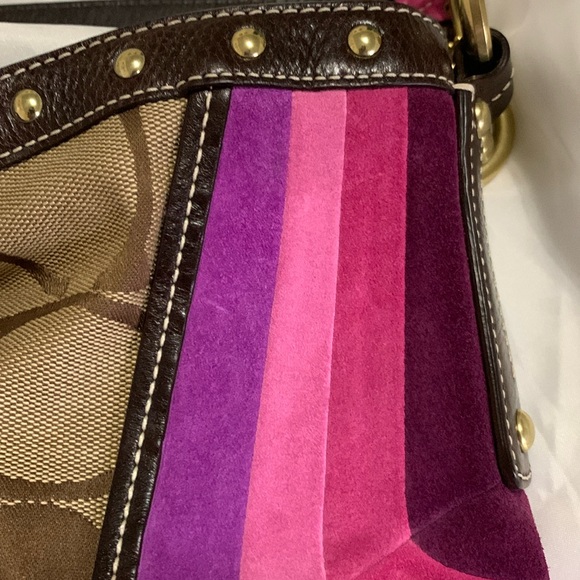 NWOT Vintage/Collector's Coach Signature Suede Studded Shoulder Bag - Picture 8 of 16